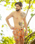 Coral Mixed Print Men Swimming Shorts